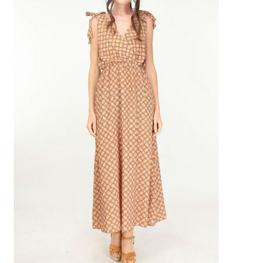 Made in Italy Dress with knot shoulders and circle design