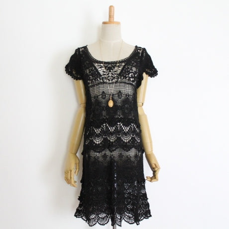 Paris Robe en Dentelle Style Vintage (Noire)