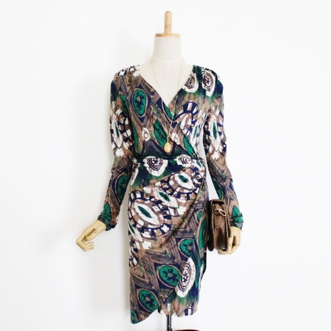 Paris Robe en Stretch avec Imprimé Style Cache-Cœur