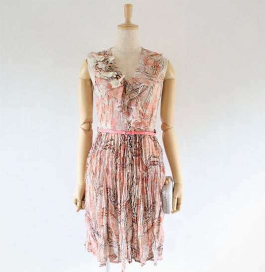 Sepia Collection Robe en Crème avec Ceinture Nuance de Plis