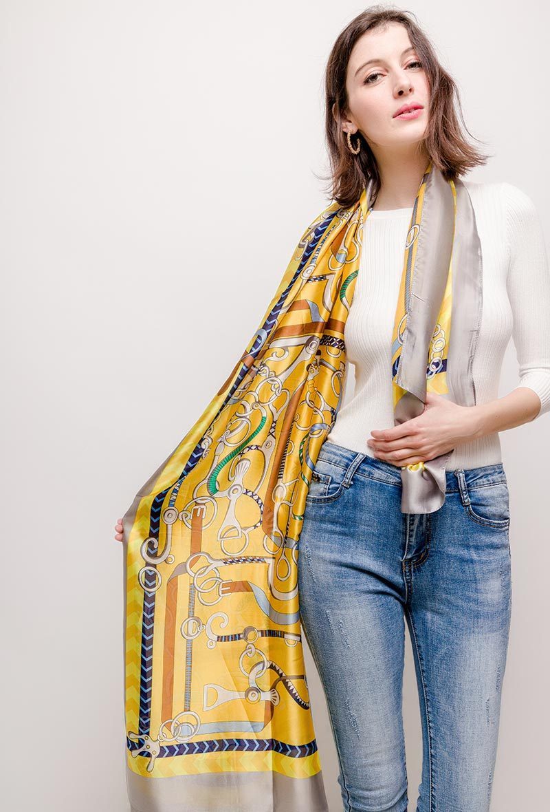 *PARIS Grand foulard/étole en soie mélangée