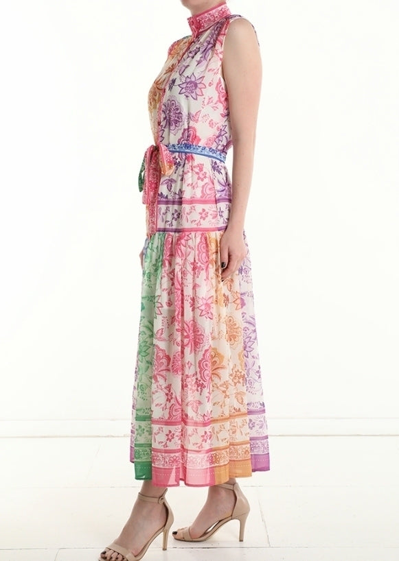 Paris Chemisier-robe à col montant avec imprimé coloré