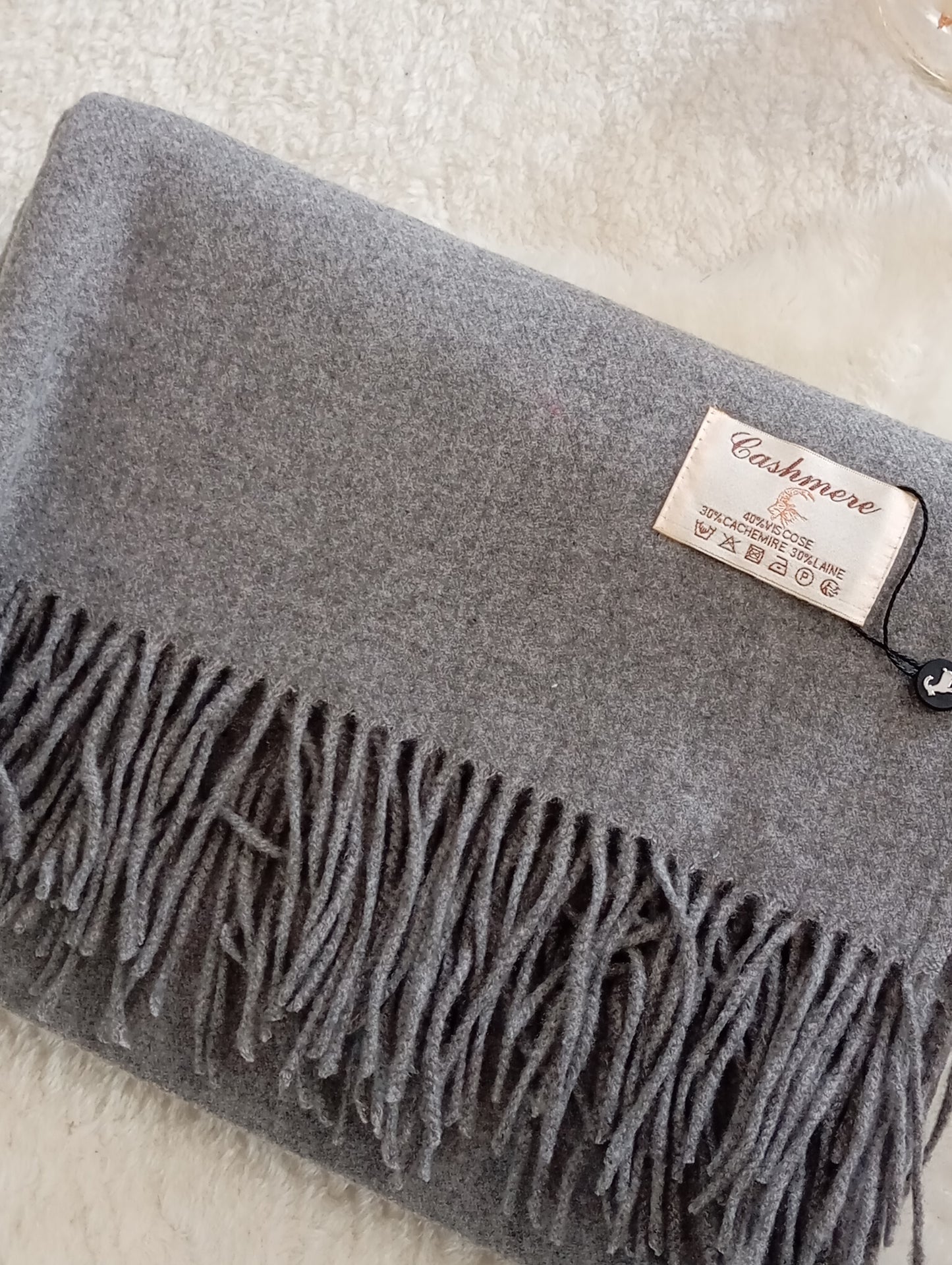 Écharpe en cachemire gris moyen pas cher femme – Paris Dressing
