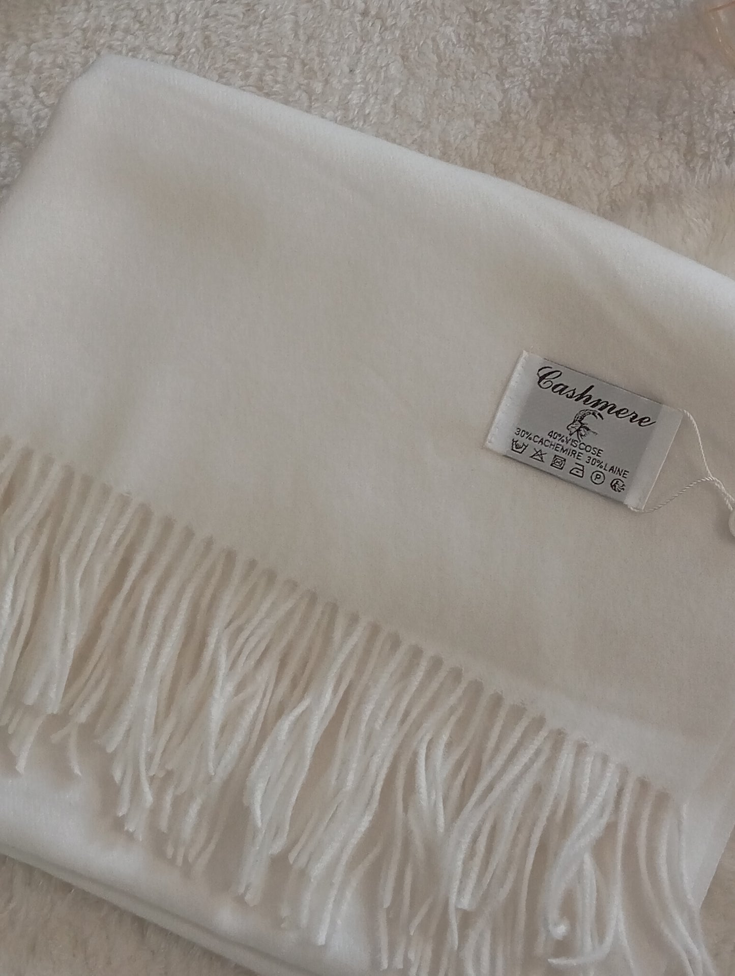 Écharpe en cachemire blanc douce et non irritante femme – Paris Dressing
