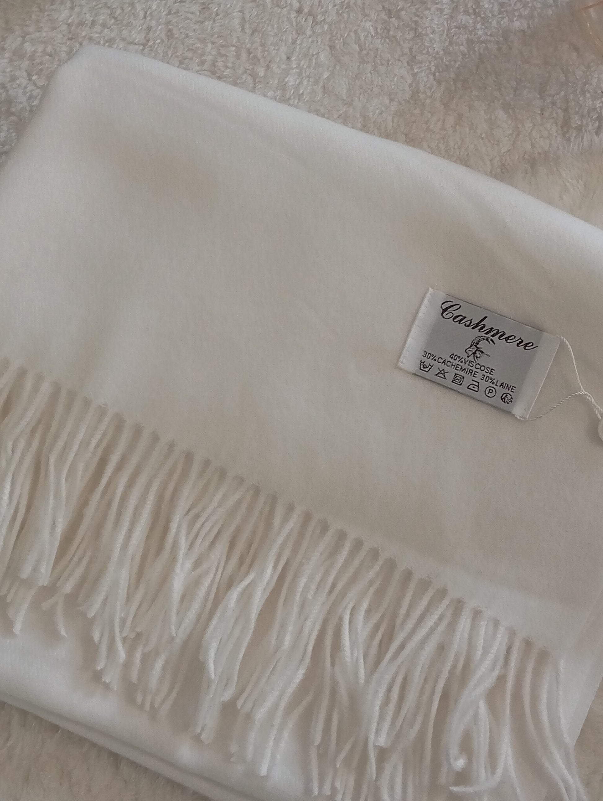 Écharpe en cachemire blanc douce et non irritante femme – Paris Dressing