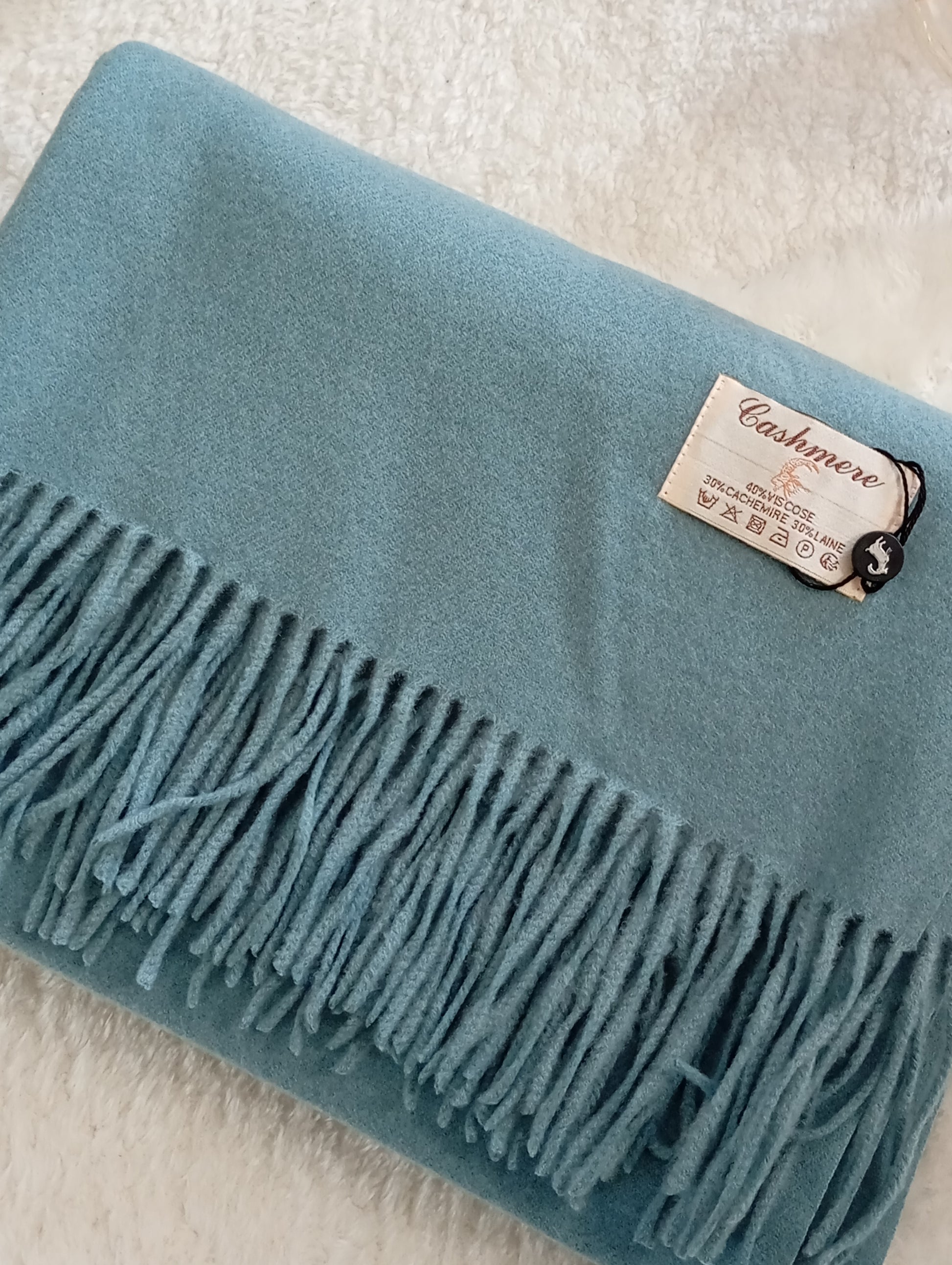 Écharpe en cachemire bleu gris pas cher unisex – Paris Dressing
