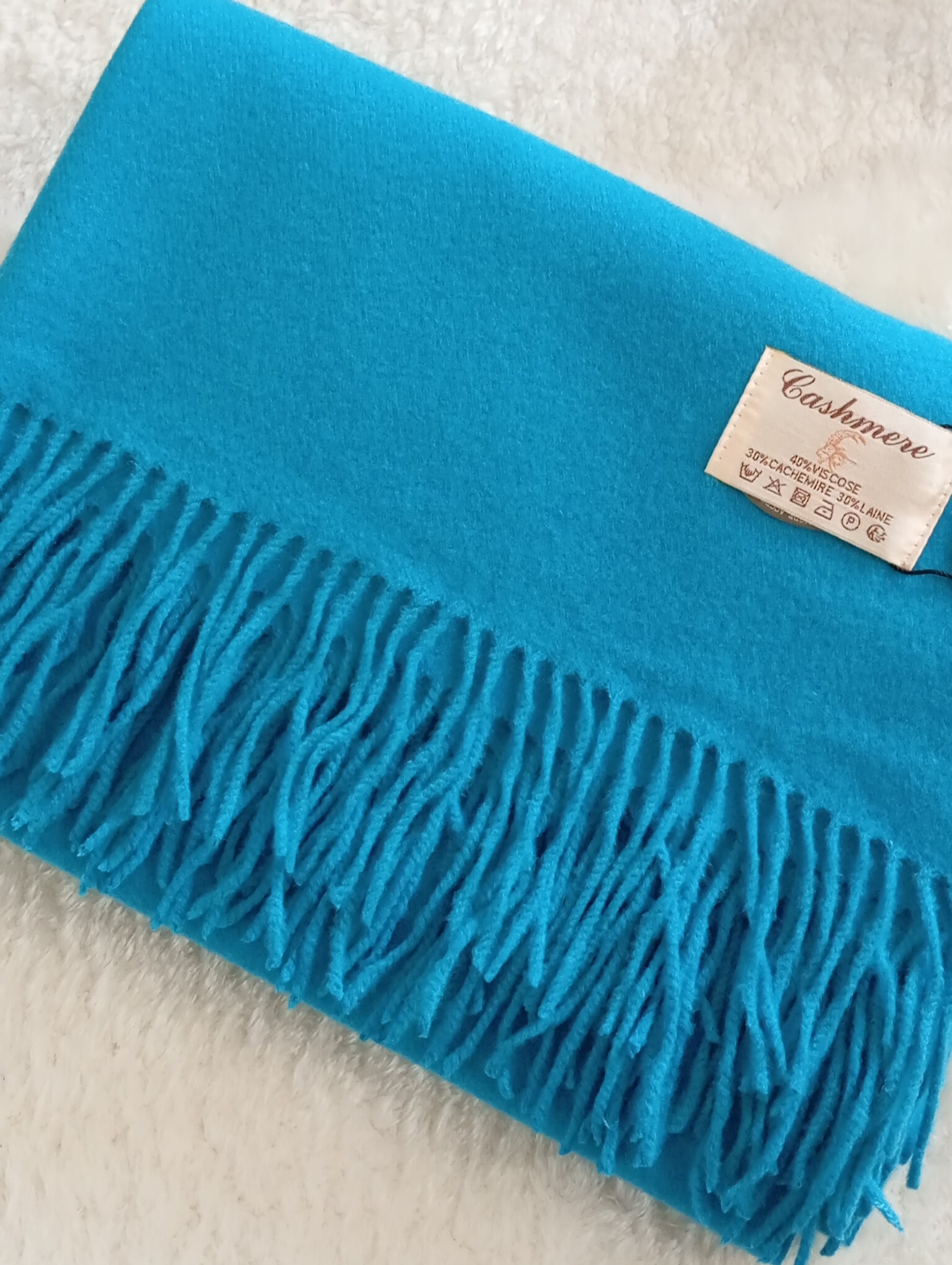 Écharpe en cachemire turquoise unisex – Paris Dressing