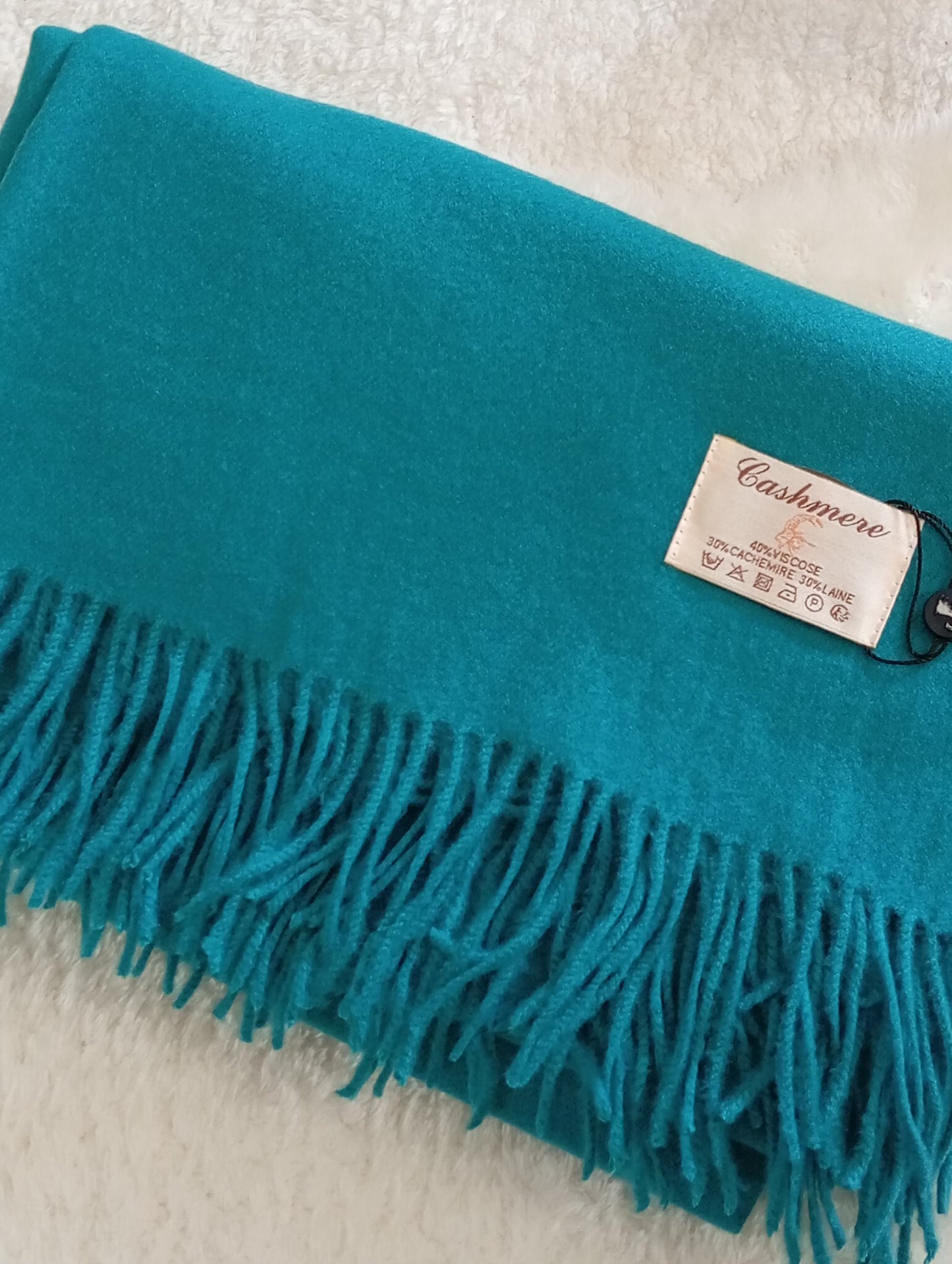Écharpe en cachemire turquoise foncé pas cher femme – Paris Dressing