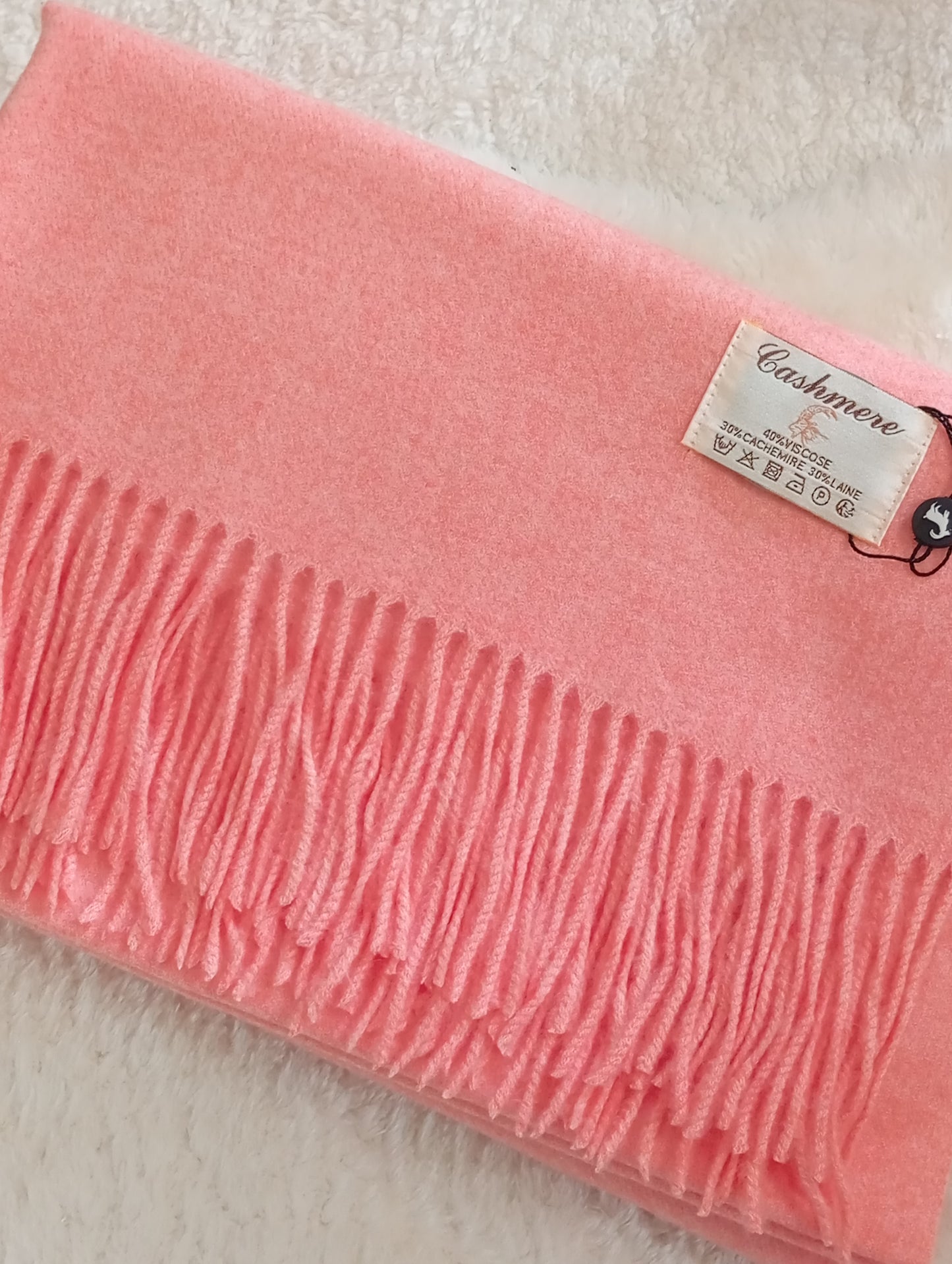 Écharpe en cachemire corail chiné cadeau Noël femme – Paris Dressing
