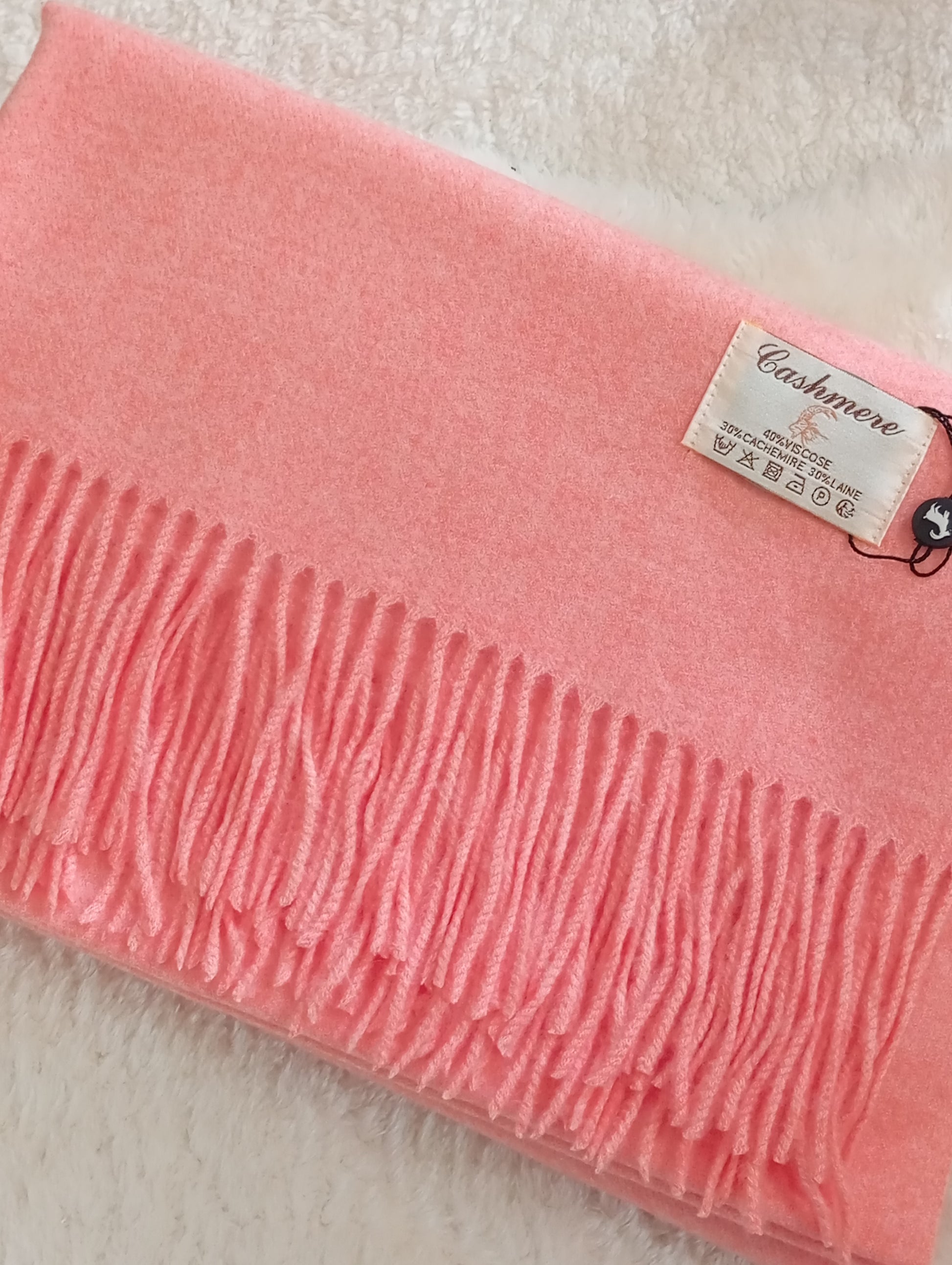 Écharpe en cachemire corail chiné cadeau Noël femme – Paris Dressing