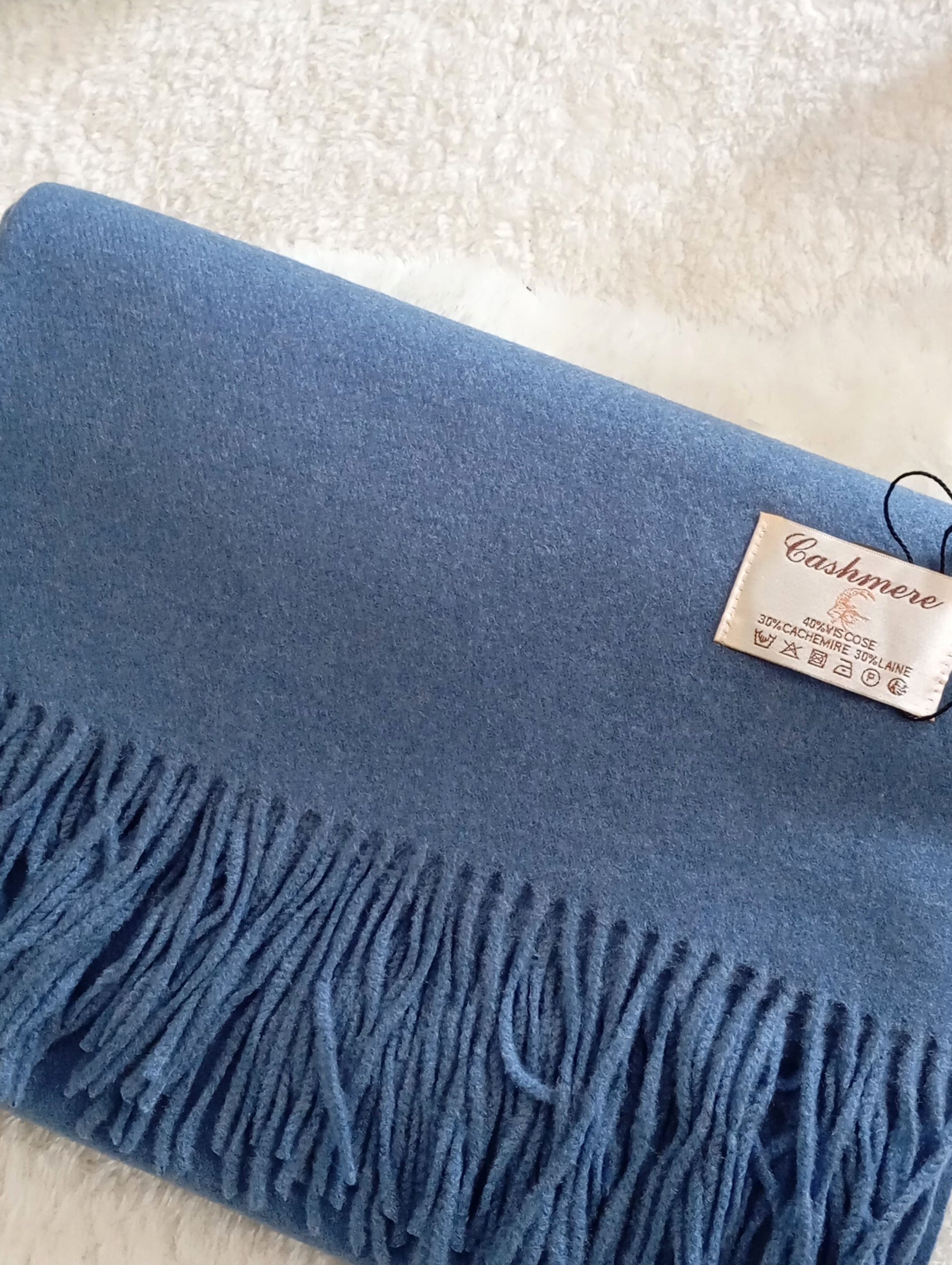 Écharpe en cachemire jean blue douce et non irritante femme – Paris Dressing