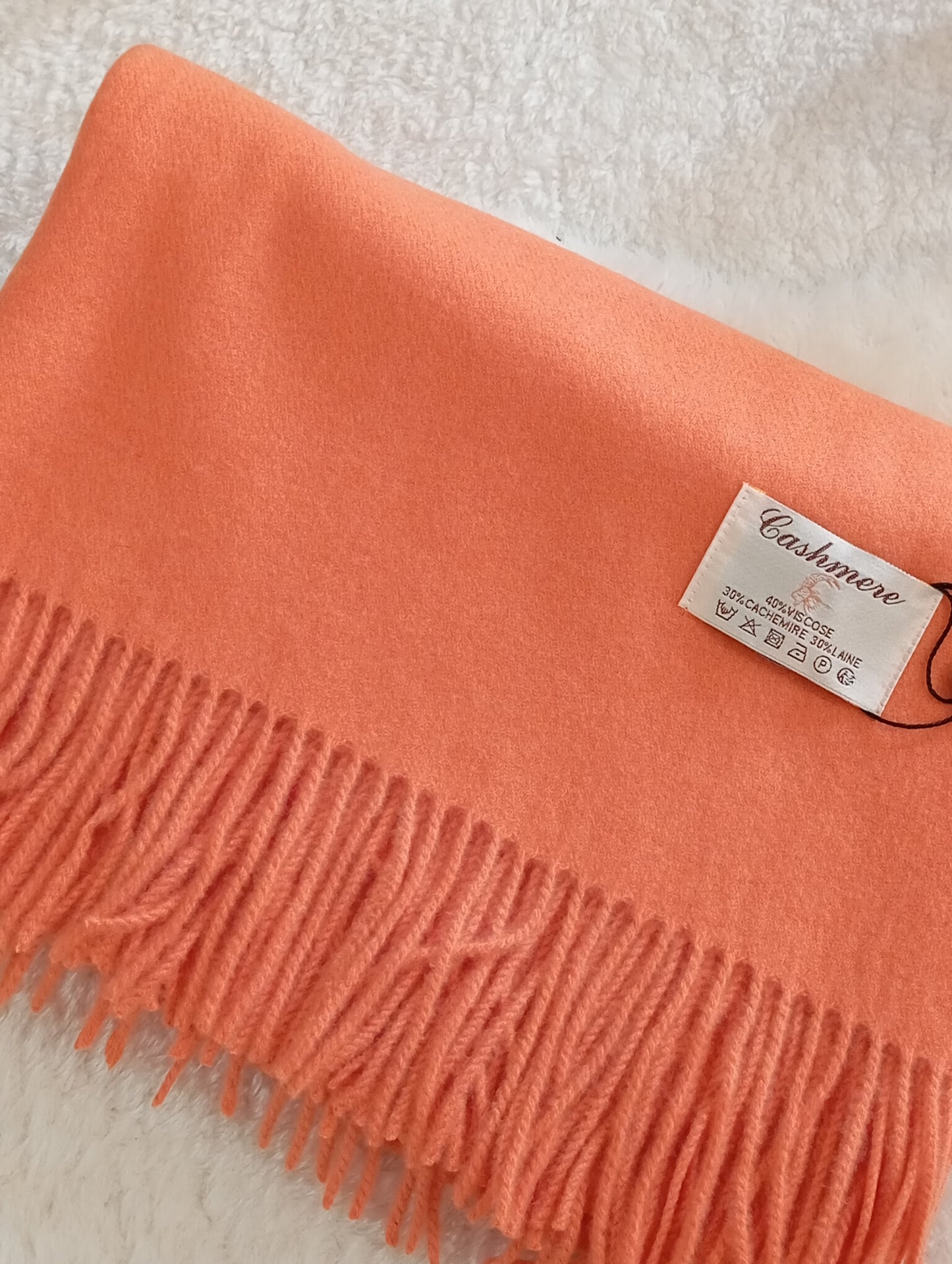 Écharpe en cachemire orange douce et non irritante femme – Paris Dressing