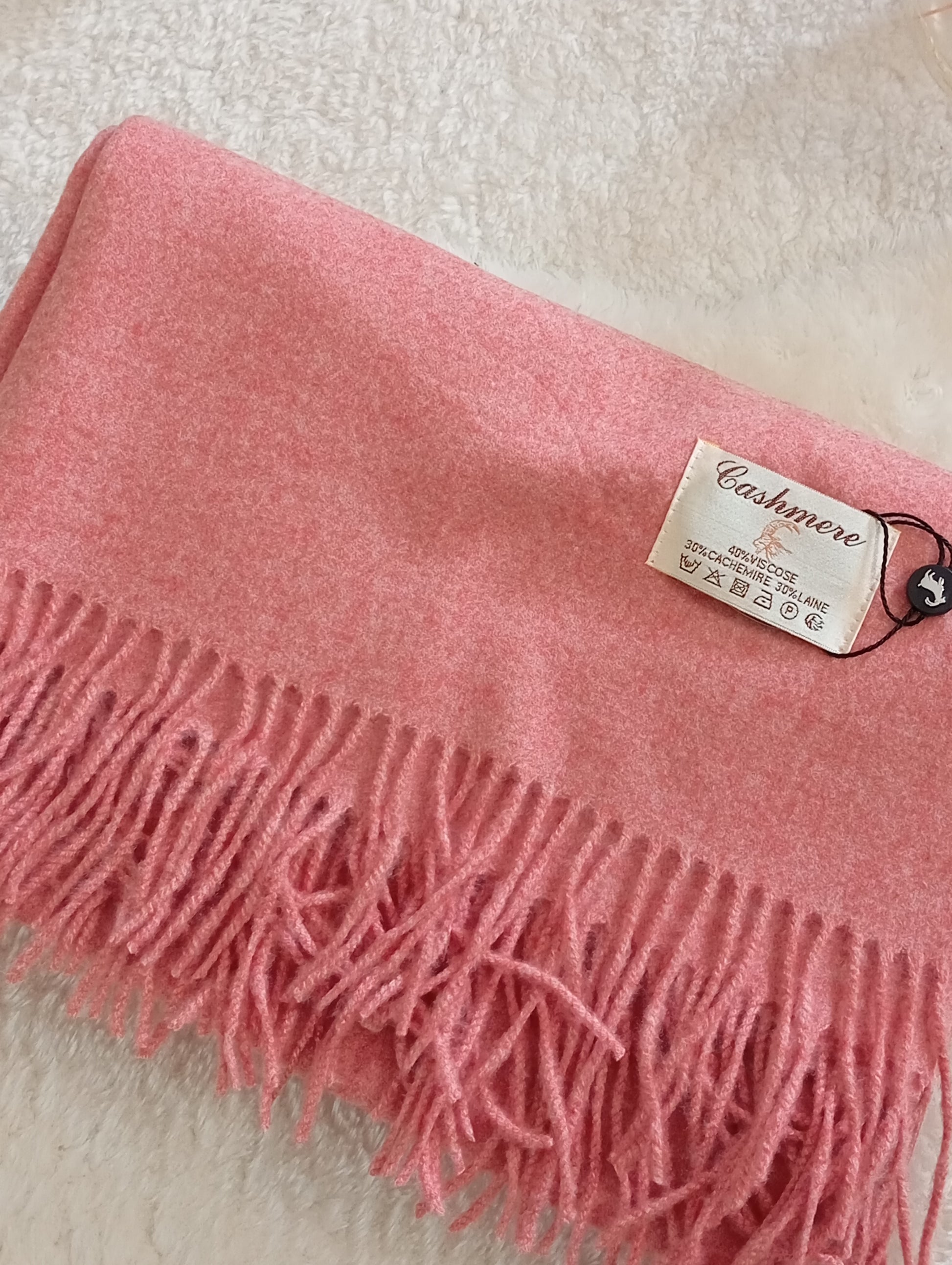 Écharpe en cachemire rose chiné douce et non irritante femme – Paris Dressing