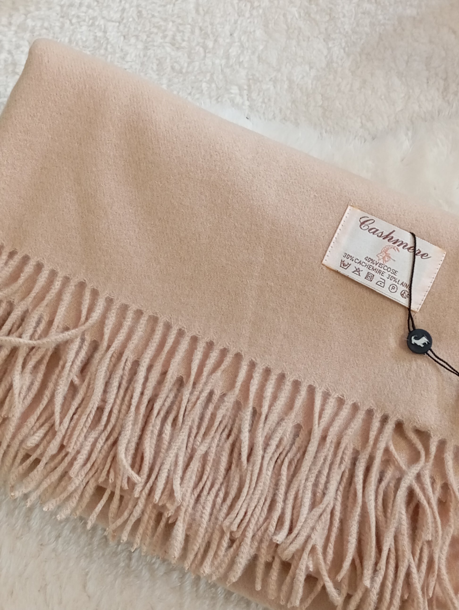 Écharpe en cachemire beige clair cadeau Noël femme – Paris Dressing