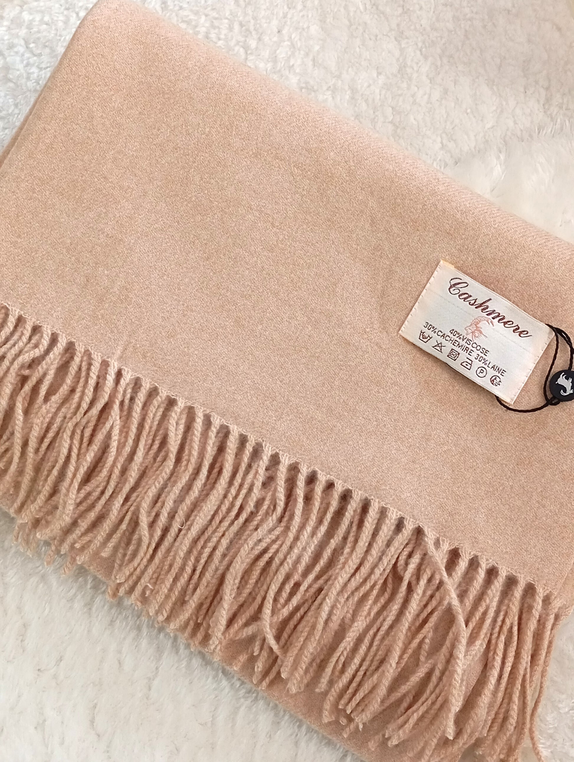 Écharpe en cachemire beige chiné pas cher femme – Paris Dressing