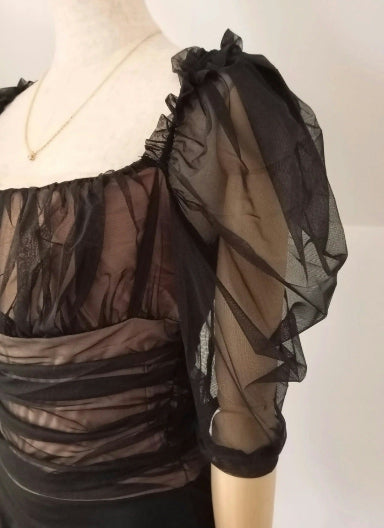 body en tulle à manches bouffantes