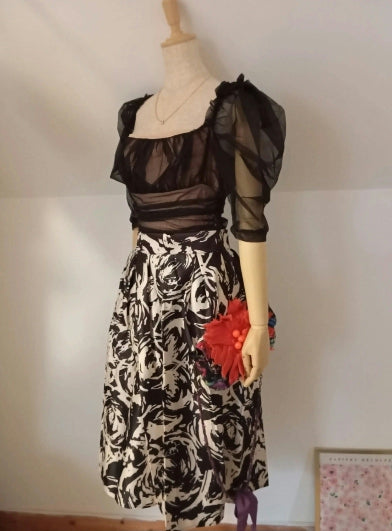 body en tulle à manches bouffantes
