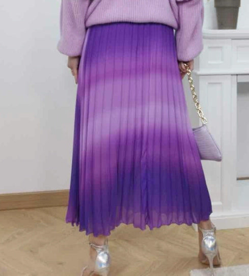 *Fabriqué en Italie* Jupe plissée transparente de couleur dégradée
