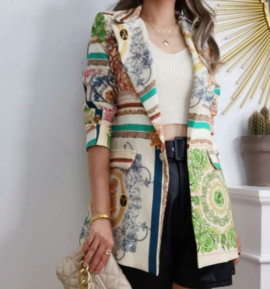 *Fabriqué en Italie* Veste ajustée à imprimé foulard