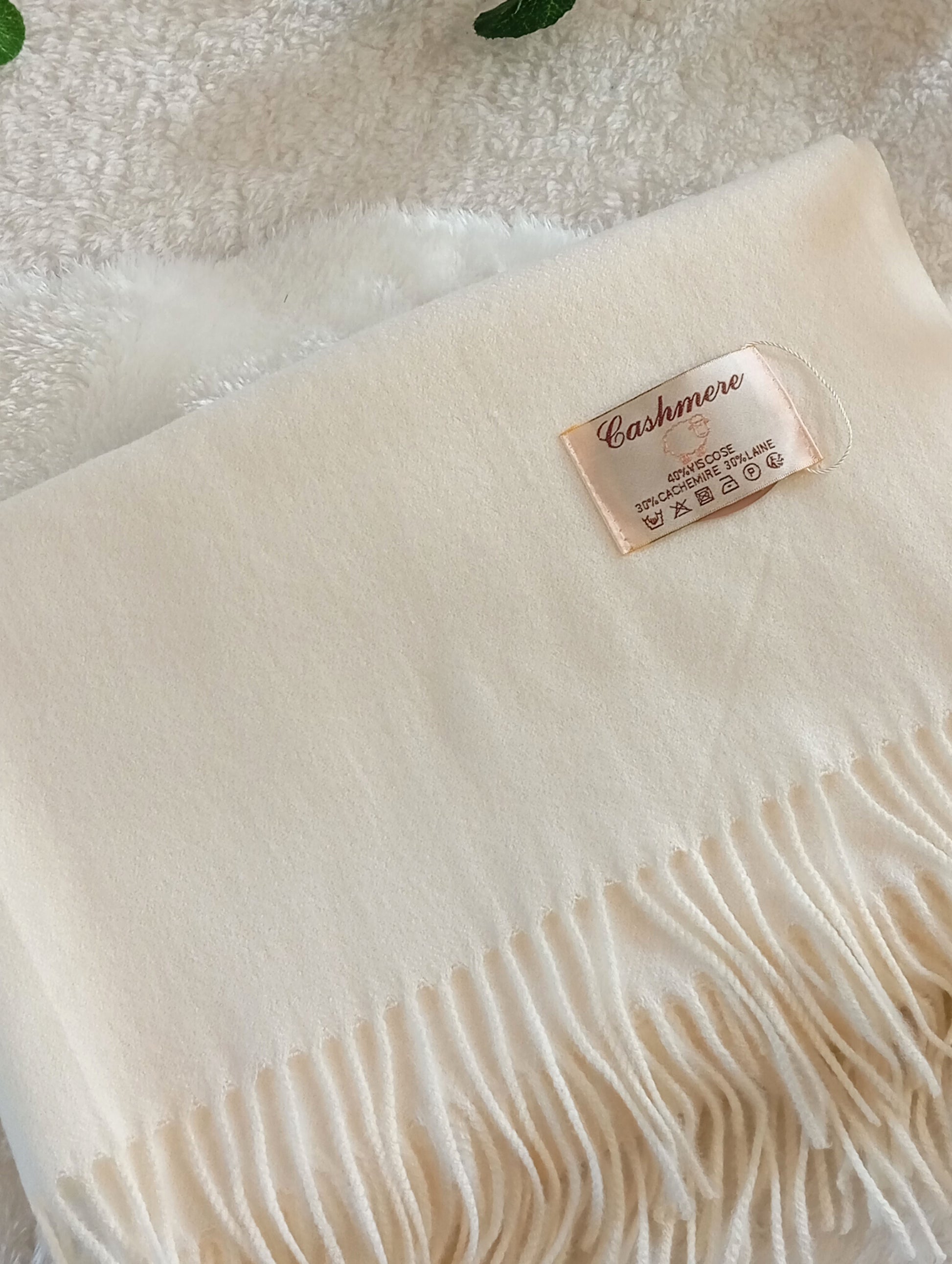 Étole cachemire écru No.2 Paris Dressing - Écharpe femme élégante mariage cérémonie