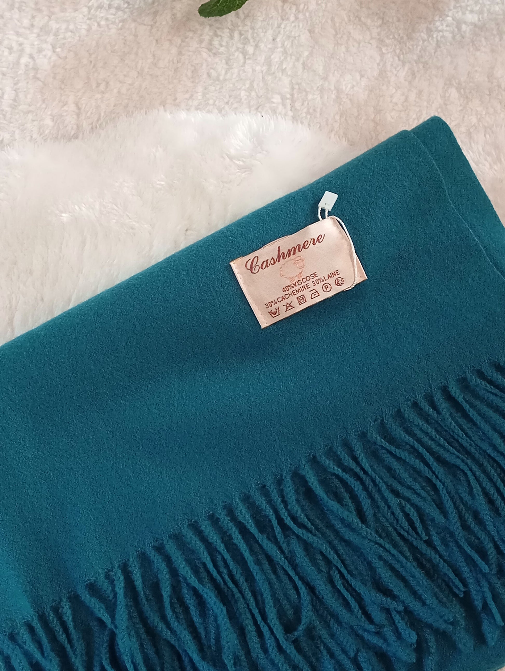 Étole cachemire pétrole No.10 Paris Dressing - Écharpe femme bleu vert foncé