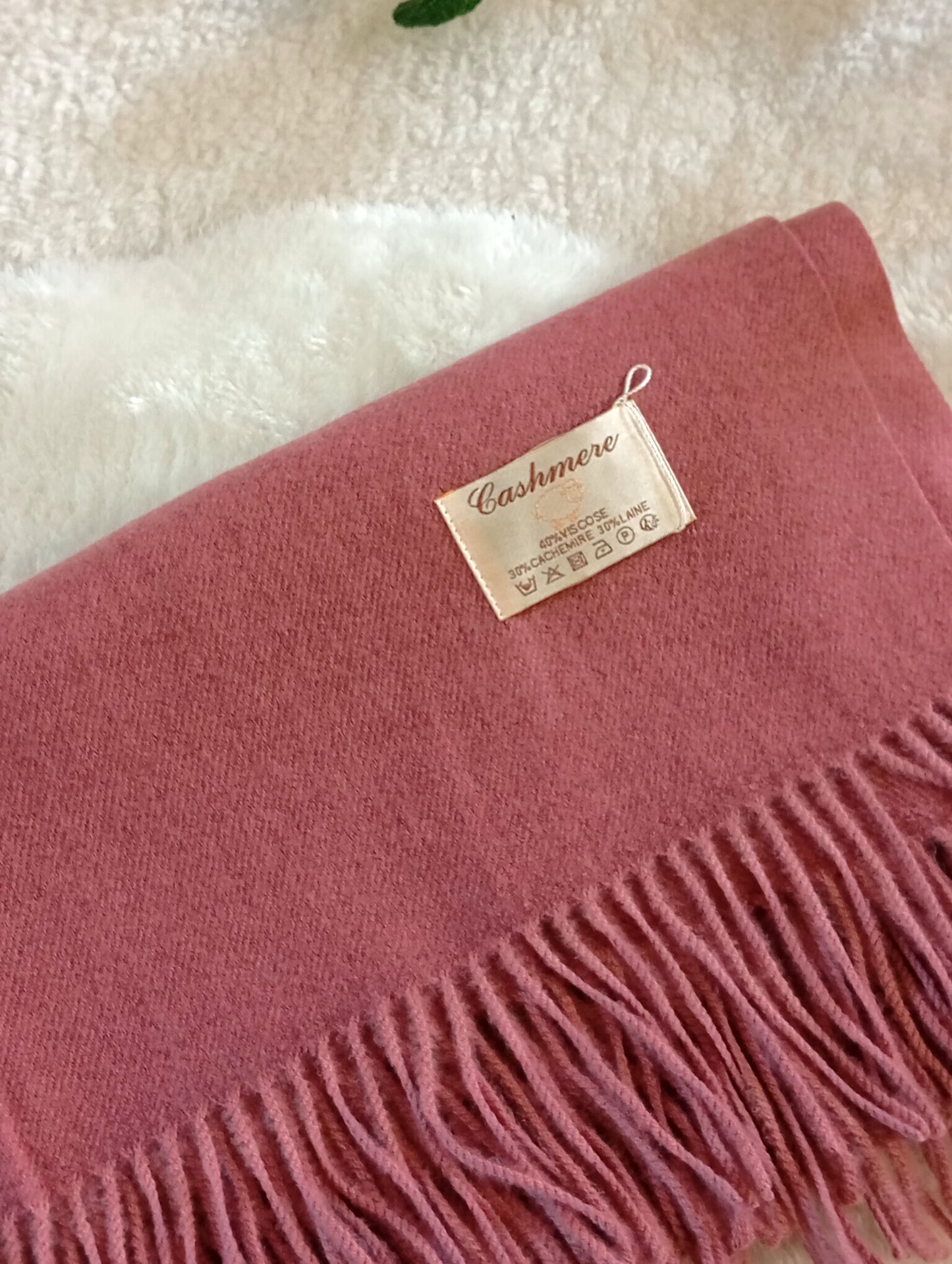Étole cachemire vieux rose No.15 Paris Dressing - Écharpe femme rose poudré