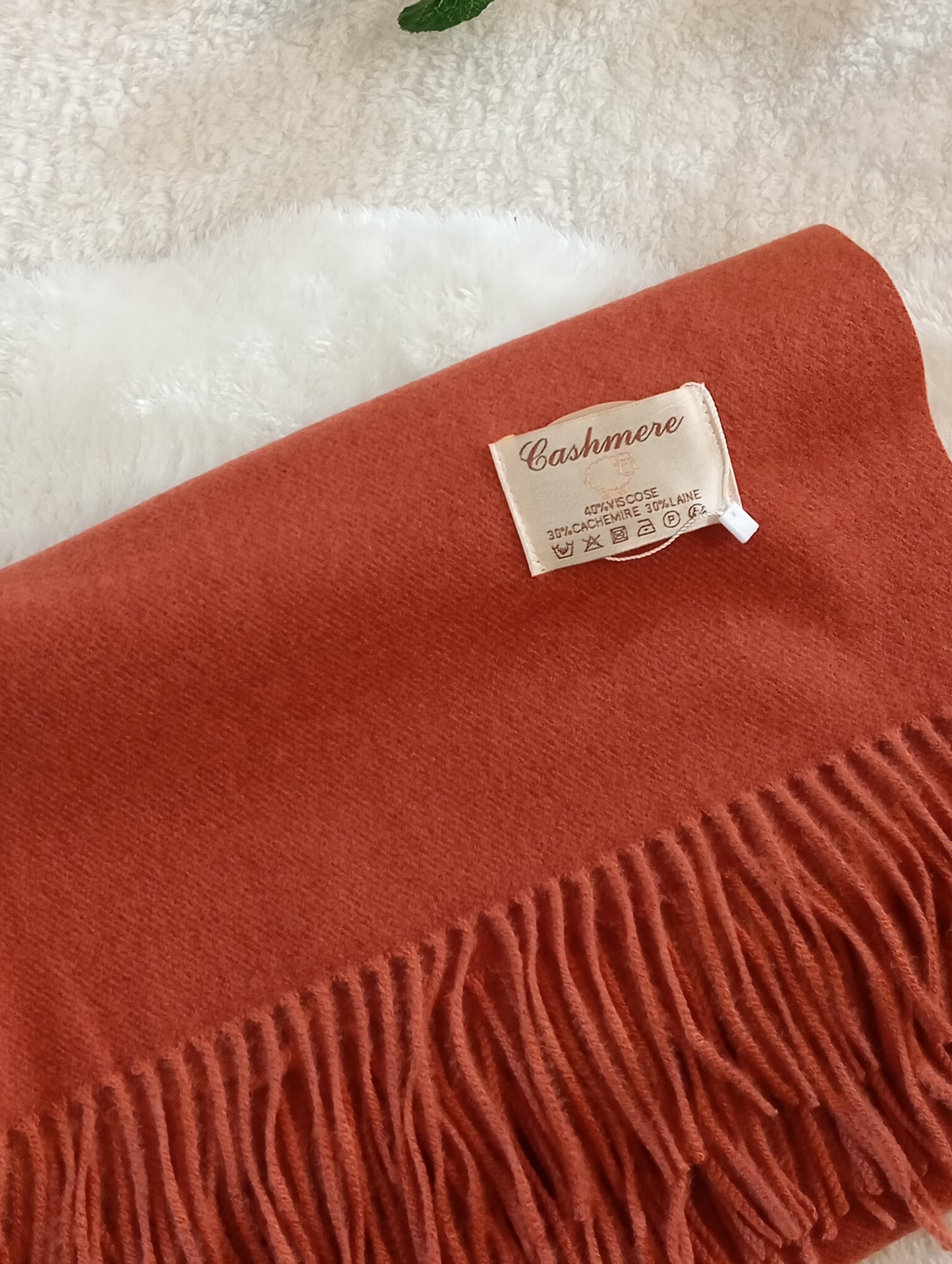 Étole cachemire rouille No.19 Paris Dressing - Écharpe femme orange brun automne