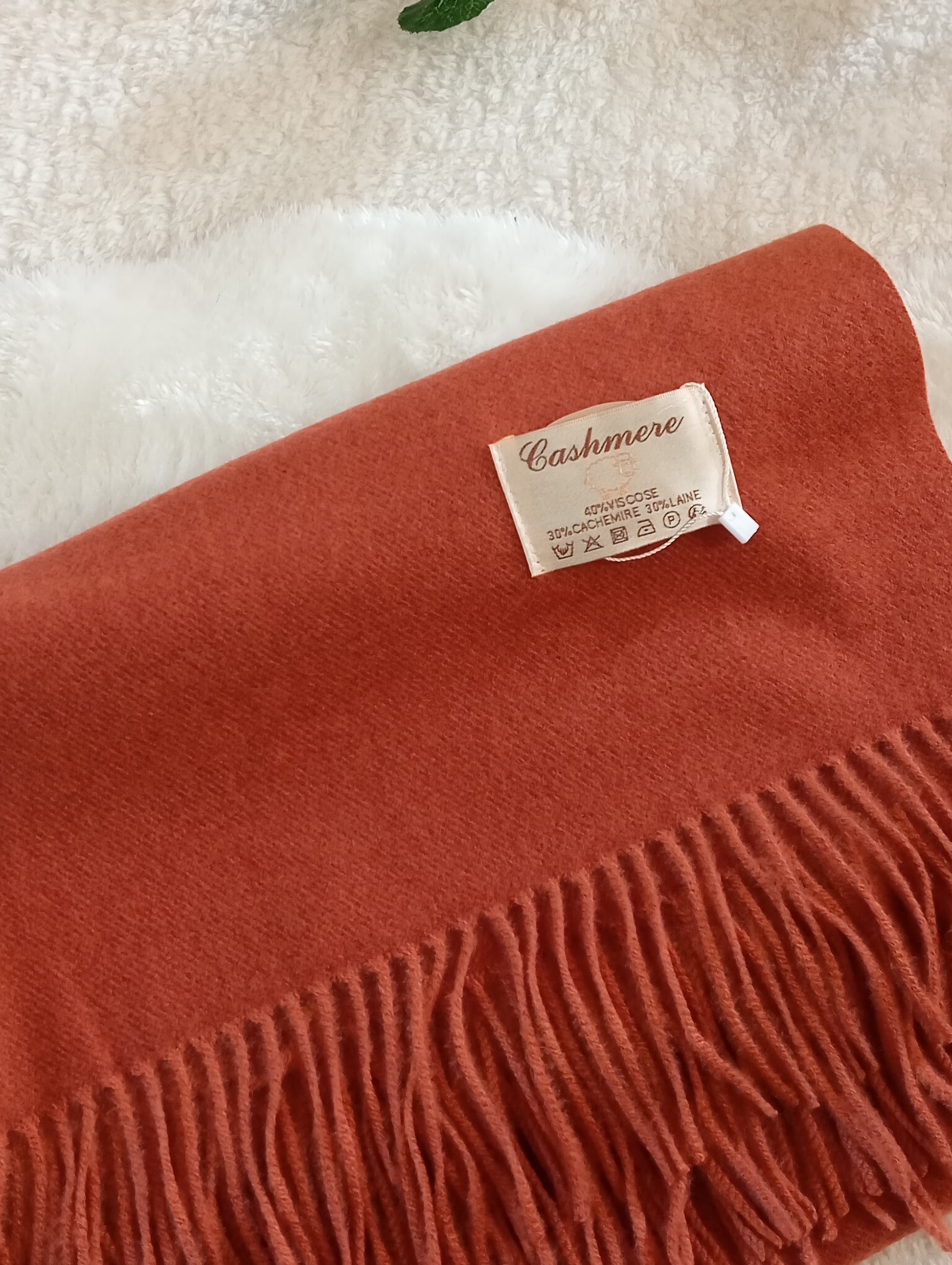 Étole cachemire rouille No.19 Paris Dressing - Écharpe femme orange brun automne