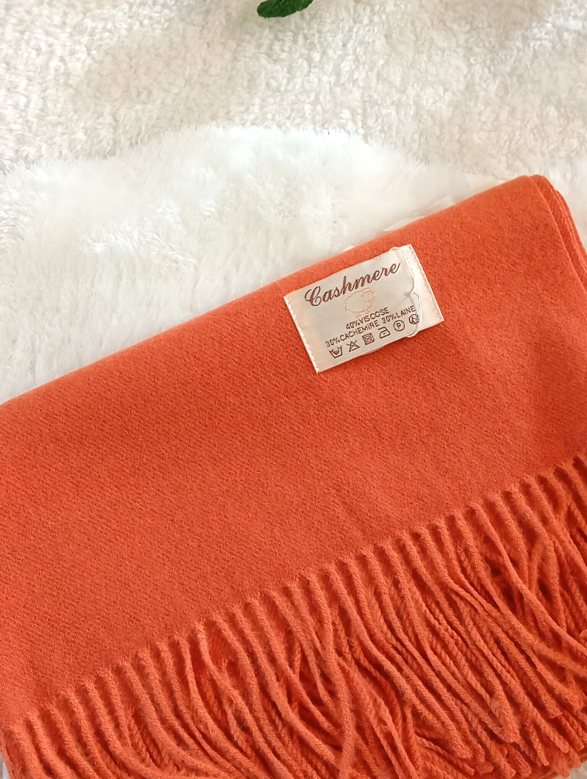 Étole cachemire orange No.20 Paris Dressing - Écharpe femme couleur vive énergique
