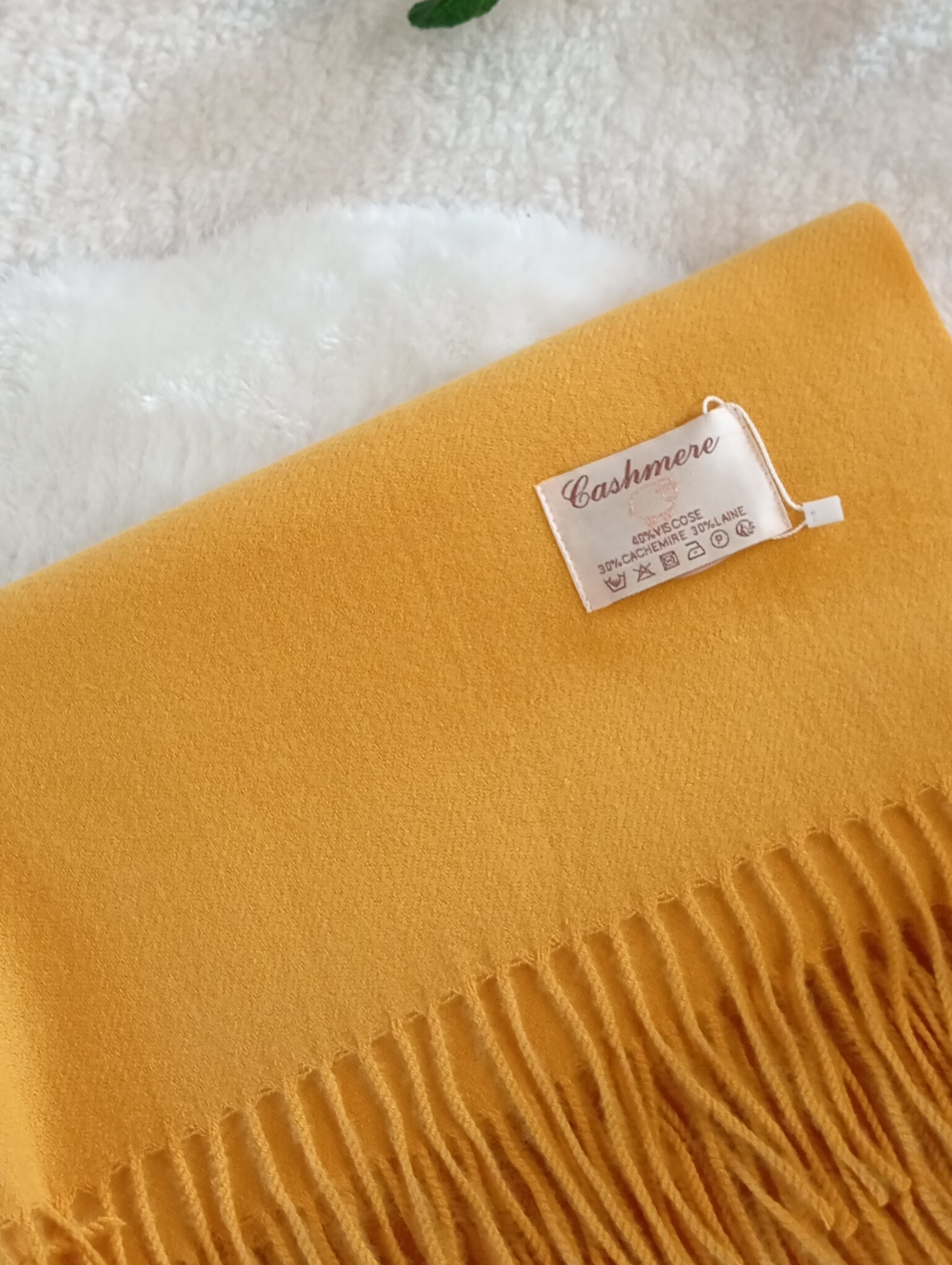 Étole cachemire moutarde No.22 Paris Dressing - Écharpe femme jaune ocre tendance