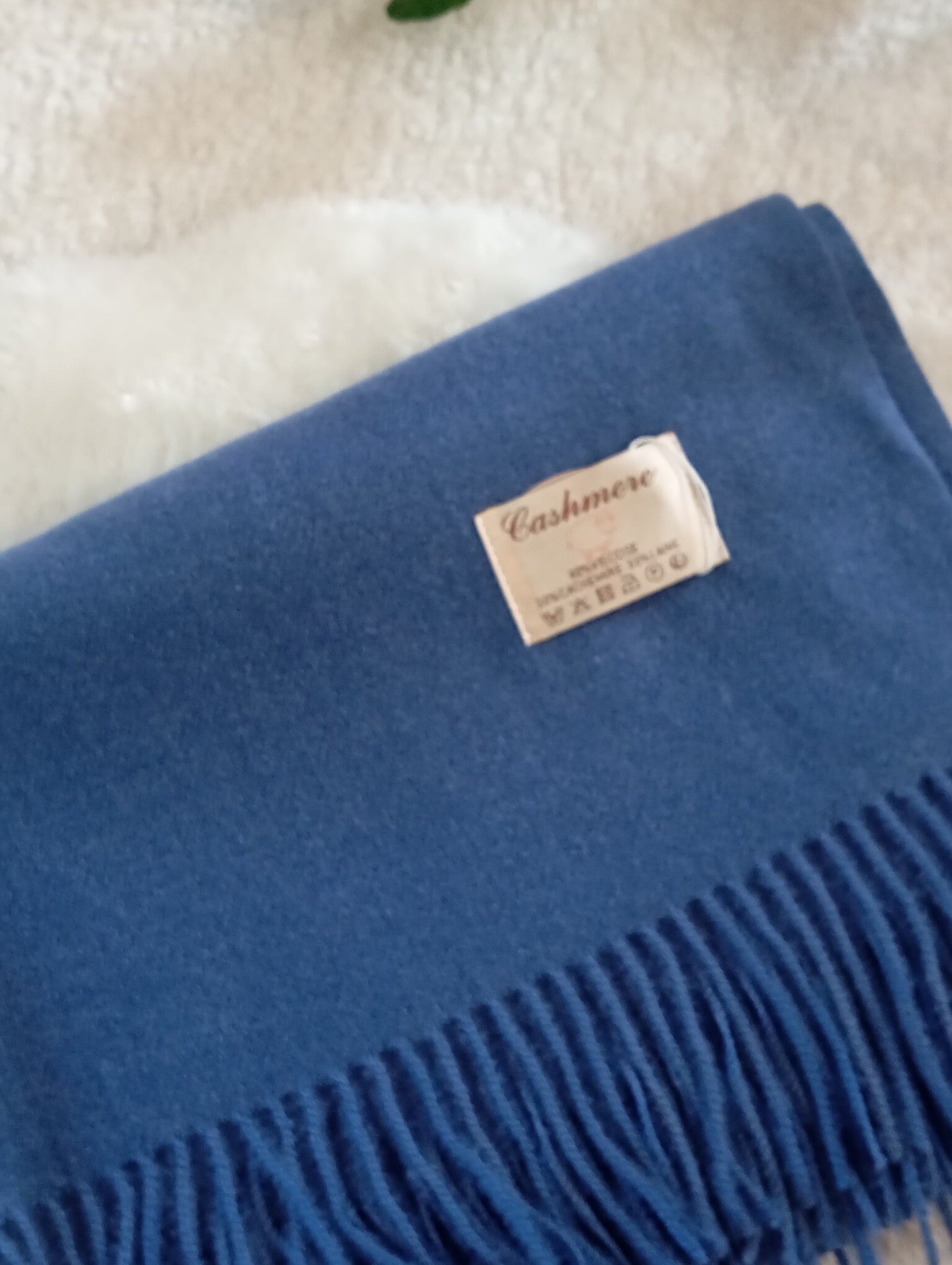 Étole cachemire jean blue No.24 Paris Dressing - Écharpe femme bleu denim