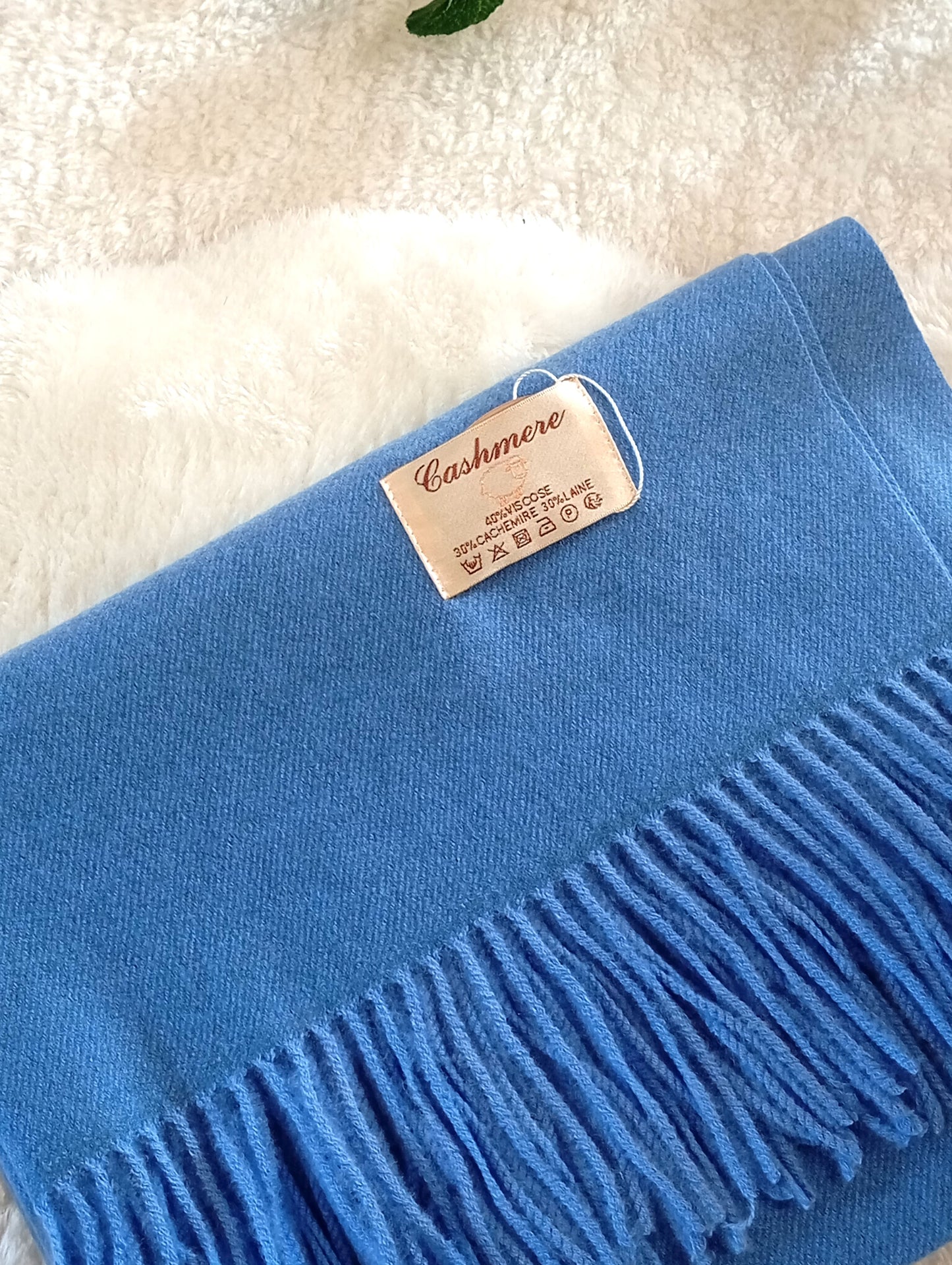 Étole cachemire jean clair No.25 Paris Dressing - Écharpe femme bleu ciel