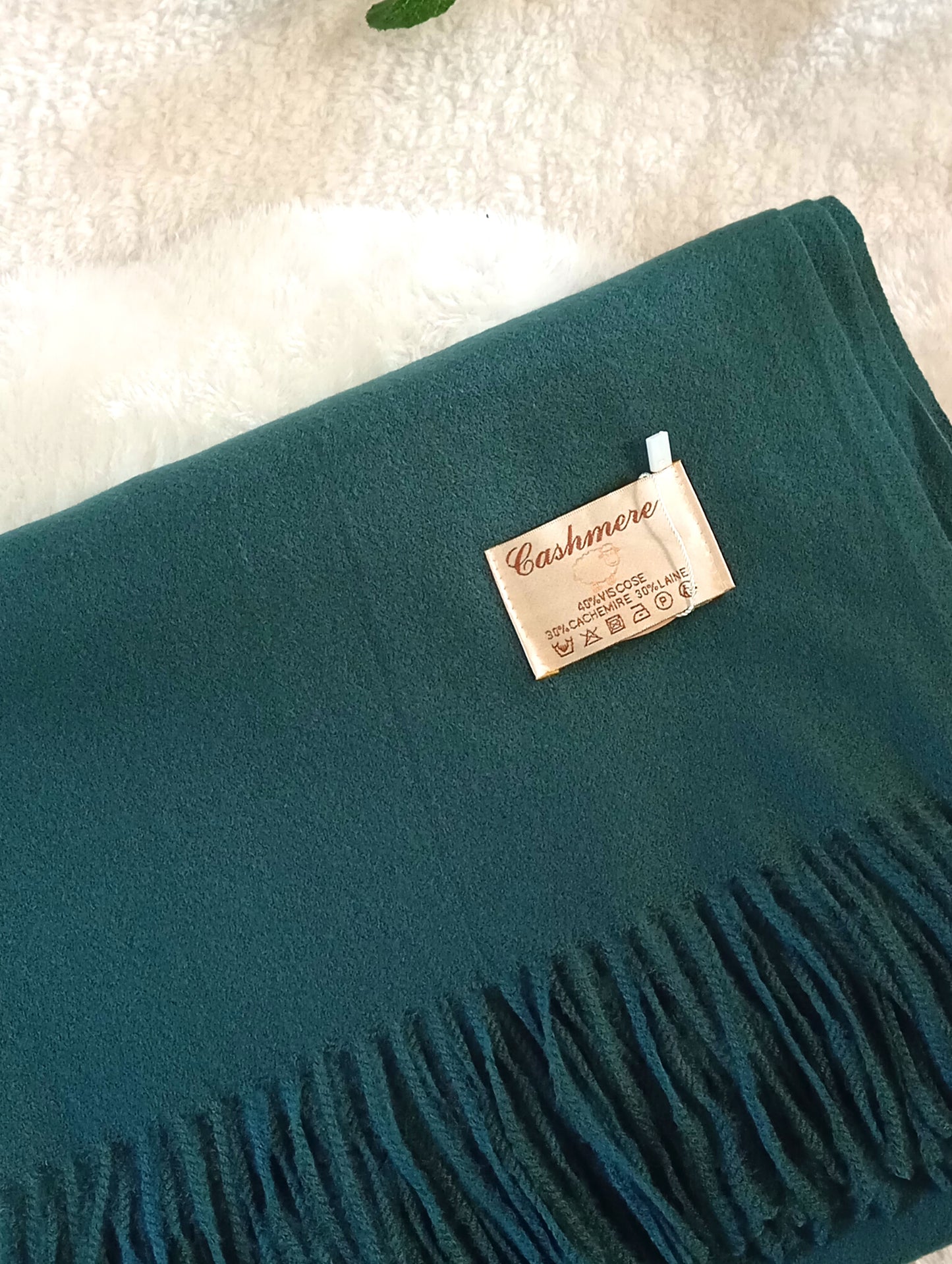 Étole cachemire vert bouteille No.30 Paris Dressing - Écharpe femme vert foncé