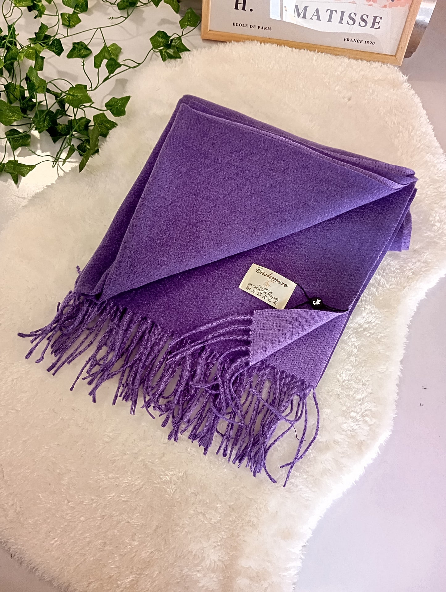 Echarpe cachemire XXL réversible Violet Foncé / Violet clair pour femme & homme, douce et chaude, idéale pour automne-hiver | Paris Dressing
