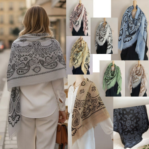 Grand Carré 120 cm Style Bandana Moderne – Motif Graphique Maorie Unisexe