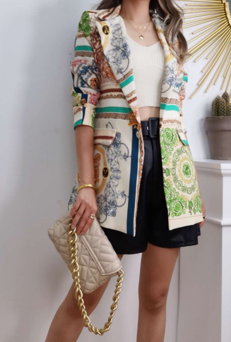 *Fabriqué en Italie* Veste ajustée à imprimé foulard
