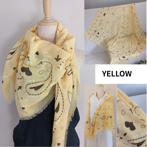 Grand Carré 120 cm Motif Cœur – Foulard Léger Coton Viscose Style Romantique