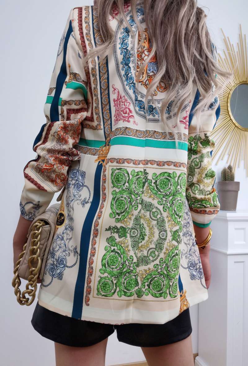 *Fabriqué en Italie* Veste ajustée à imprimé foulard