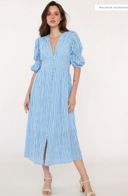 *PARIS* Robe bouffante transparente à boutons Vicky