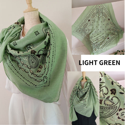 Bandana Chic Paris｜Grand Carré 120 cm Coton & Viscose – Détails Dorés